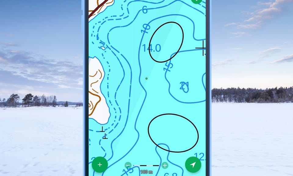 Vinkit parhaille pilkkipaikoille Karttaselaimen syvyyskartoilla